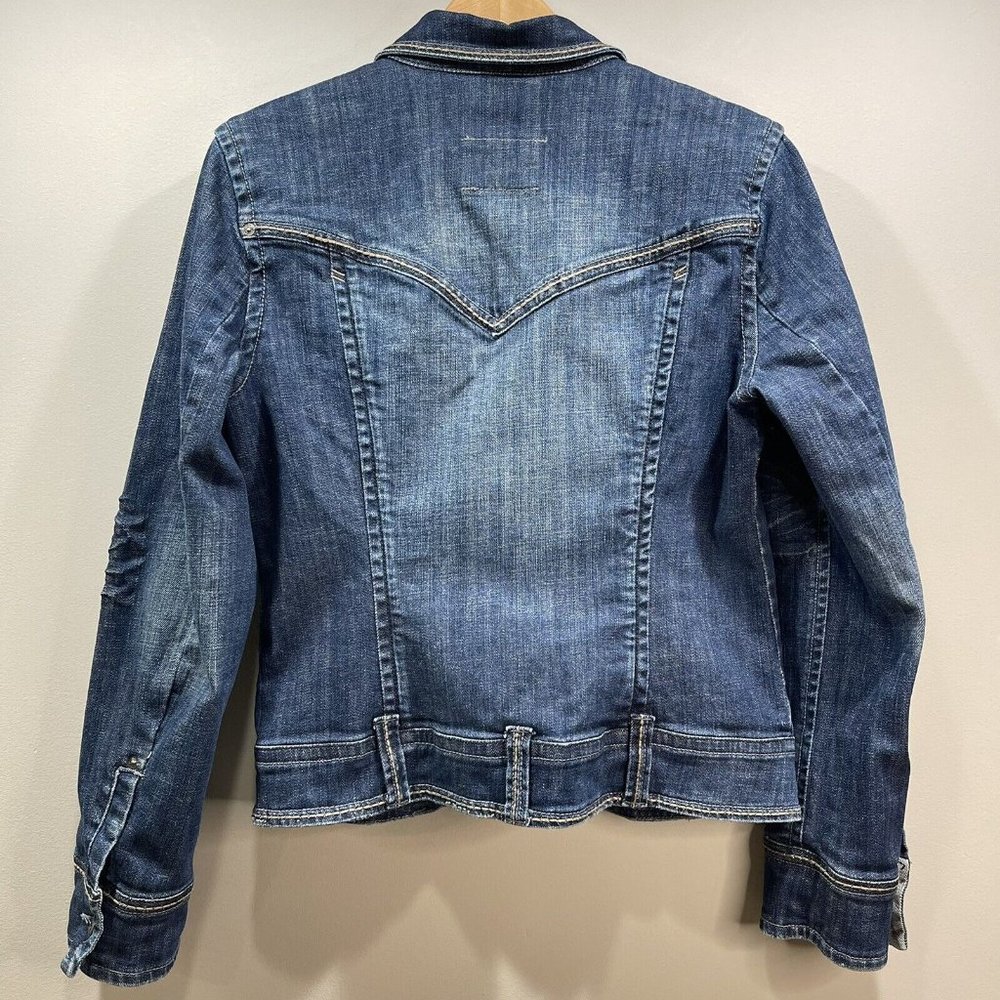 JORDACHE Women's L Blue Jean Denim Jacket Button Stitching Wash Detail Vintage - Picture 10 of 12